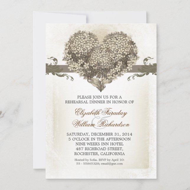 Invitations vintages pour le dîner de répétition (Devant)