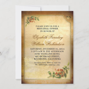 Invitations vintages pour le dîner de répétition