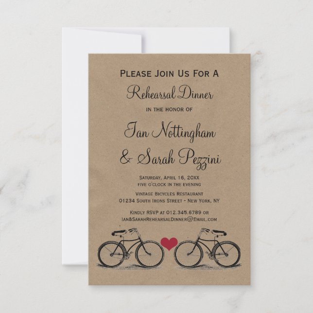 Invitations Vintages pour le dîner de répétition à (Devant)