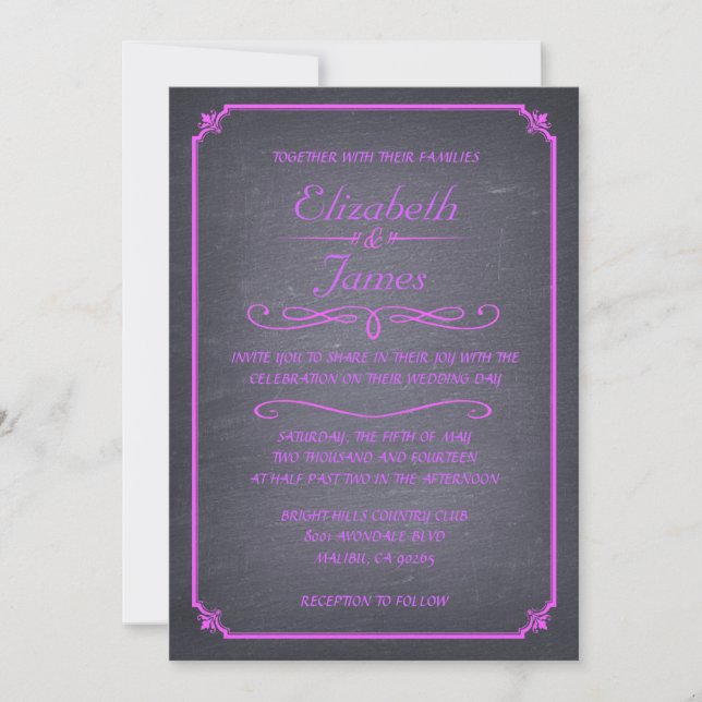 Invitations vintages pourpres de mariage de (Devant)