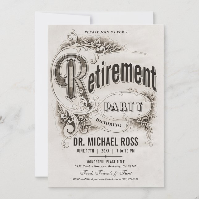 Invitations vintages suprêmes de partie de (Devant)