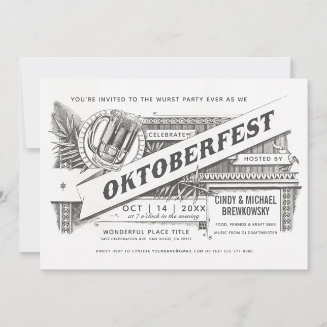 Invitations vintages suprêmes d'Oktoberfest (Devant)