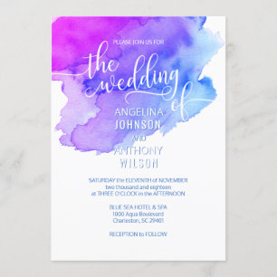 Invitations violettes pourpres bleues de mariage