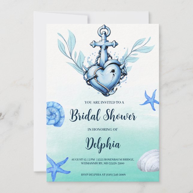 invitations wedding shower nautique ancre classiqu (Devant)