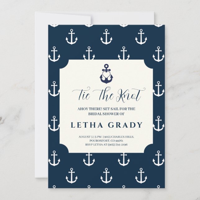 invitations wedding shower nautique ancre classiqu (Devant)
