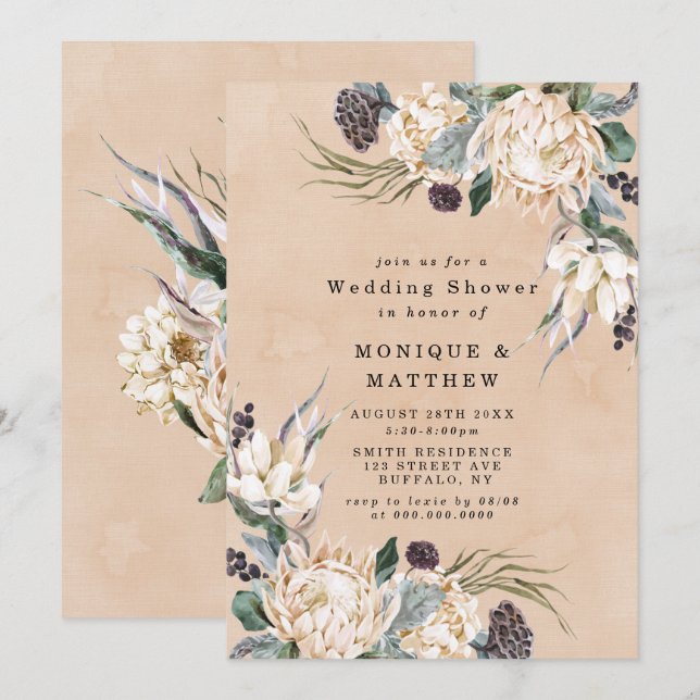 Invitations Wedding showers du Boho Blanc Tropical (Devant / Derrière)