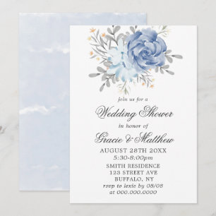 Invitations Wedding showers Dusty Blue Watercolor