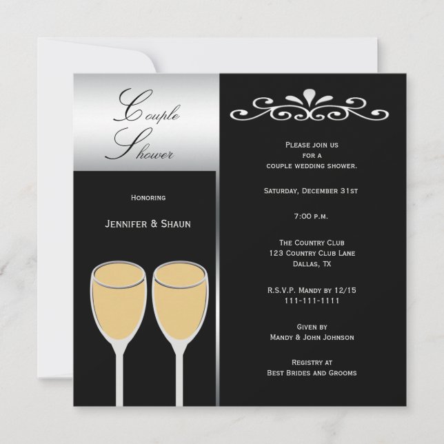 Invitations Wedding showers Élégantes de couples (Devant)