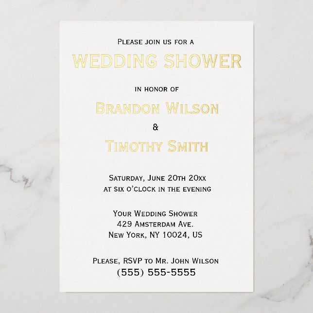 Invitations Wedding showers gays Real Gold (Recto)