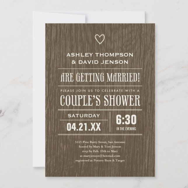Invitations Wedding showers rustiques (Devant)