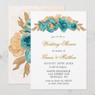 Invitations Wedding showers turquoises et crémeux