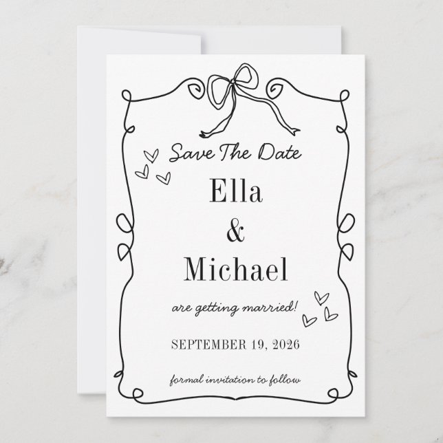 Invitations Whimsical de mariage avec la main tiré (Devant)