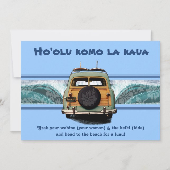 Invitations Woody Wave Luau (Devant)