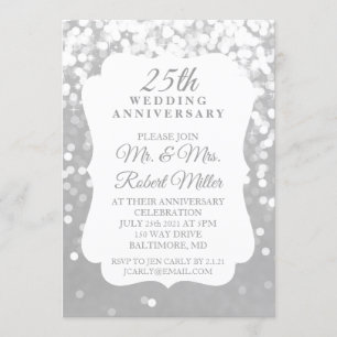 Invite - 25th Wedding Anniversary Sparkling Silver