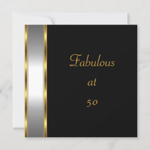 Invite Birthday Party Black Gold Fabulous 50th