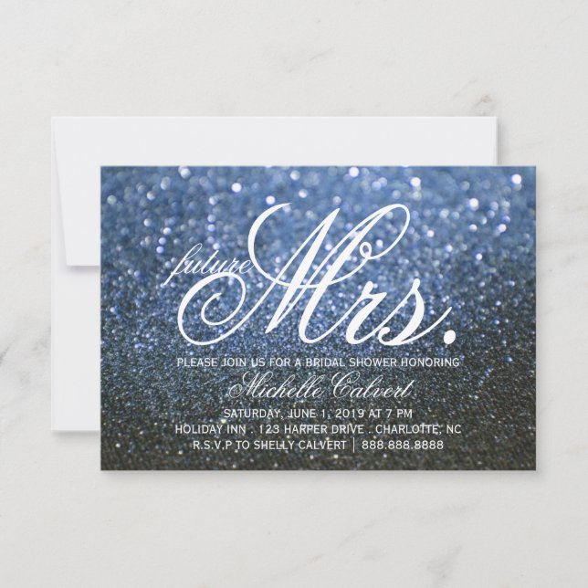 Invite - Blue Lit Nite Bridal Shower future Mrs. (Front)