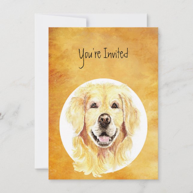 Invite Custom Birthday Golden Retriever Dog Pet (Front)
