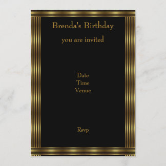 Invite Elegant Gold & Black Stripes