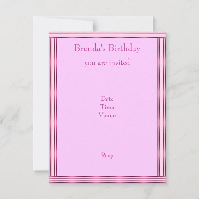Invite Elegant Pink Stripe Horizontal (Front)