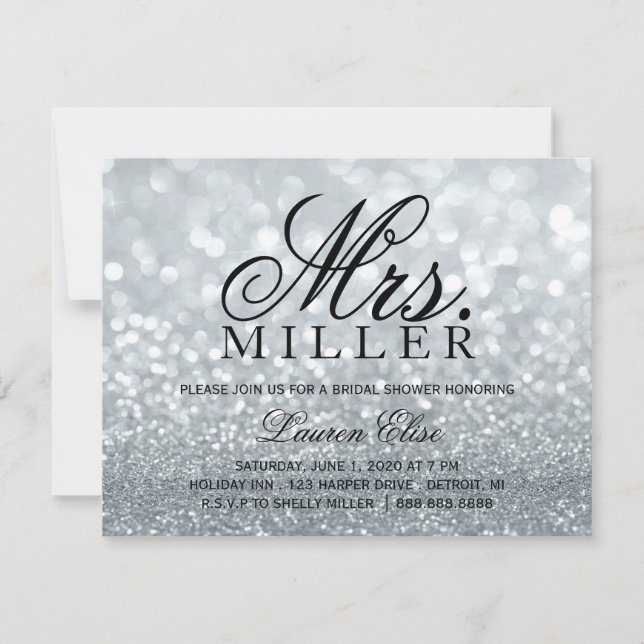 Invite - Glit Fab Mrs. Bridal Shower 2 Silv (Front)