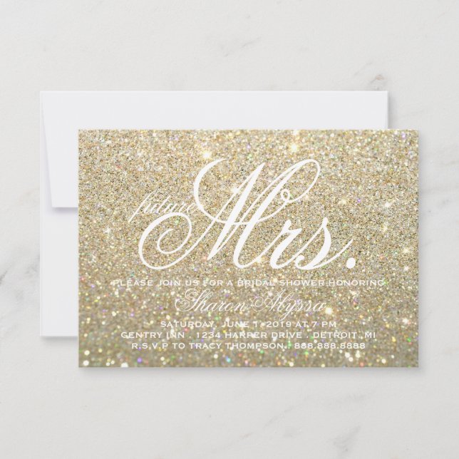 Invite - Gold Bridal Shower future Mrs. W (Front)