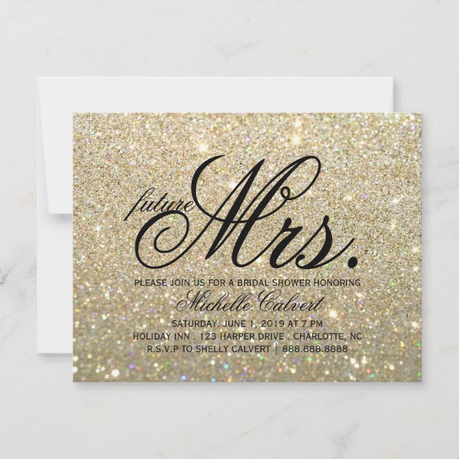 Invite - Gold Glit Fab future Mrs. Bridal Shower (Front)