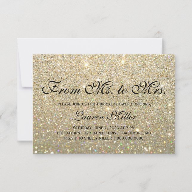 Invite - Gold Glit Fab Ms.Mrs. Bridal Shower (Front)