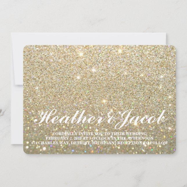 Invite - Gold Glit Fab Wedding (Front)