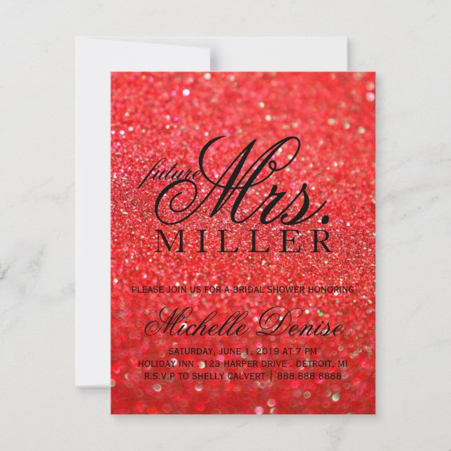 Invite - Lit Red Glit Fab future Mrs. Bridal (Front)