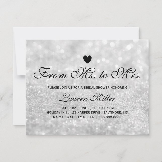 Invite - Lit Silver Glit Fab Ms.Mrs. Bridal Shower (Front)