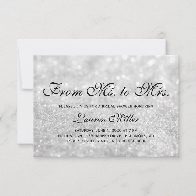 Invite - Lit Silver Glit Fab Ms.Mrs. Bridal Shower (Front)