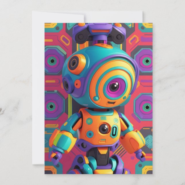 Invite Party Card Kids Dinosaur Robot Unicorn (Front)
