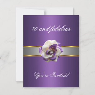 Invite Party Purple White Flower Fabulous 40th