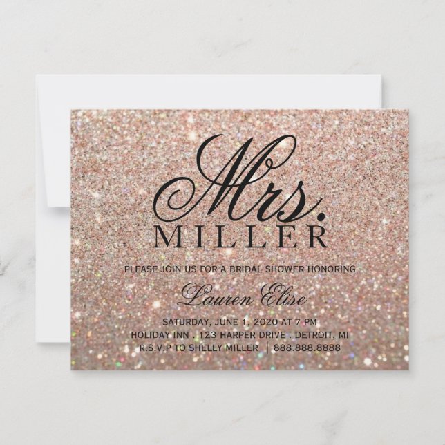 Invite - Rose Gold Glit Fab Mrs. Bridal Shower 2 (Front)