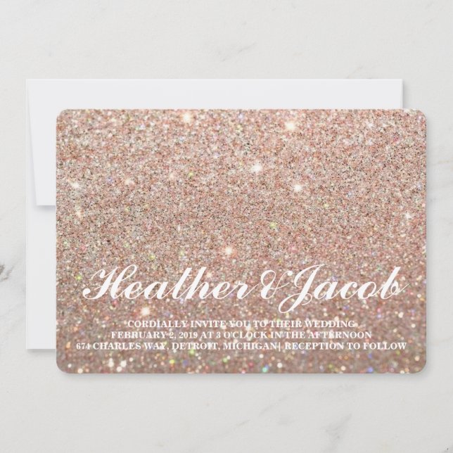 Invite - Rose Gold Glit Fab Wedding (Front)