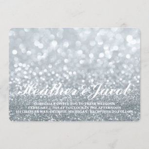 Invite - Silver Lit Glitter Fab Wedding