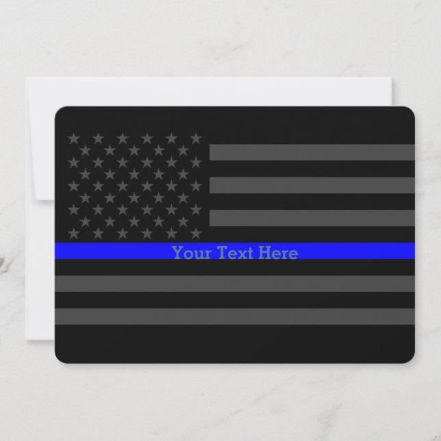 Invite Thin Blue Line Personalized Black US Flag (Front)