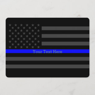 Invite Thin Blue Line Personalized Black US Flag