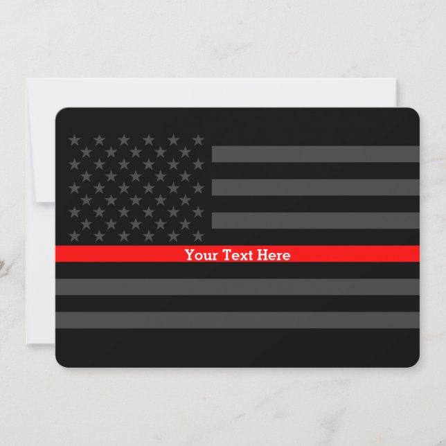 Invite Thin Red Line Personalized Black US Flag (Front)