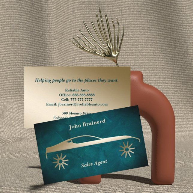 Inviter Gold & Aquamarine Carte de visite Auto (Créateur téléchargé)