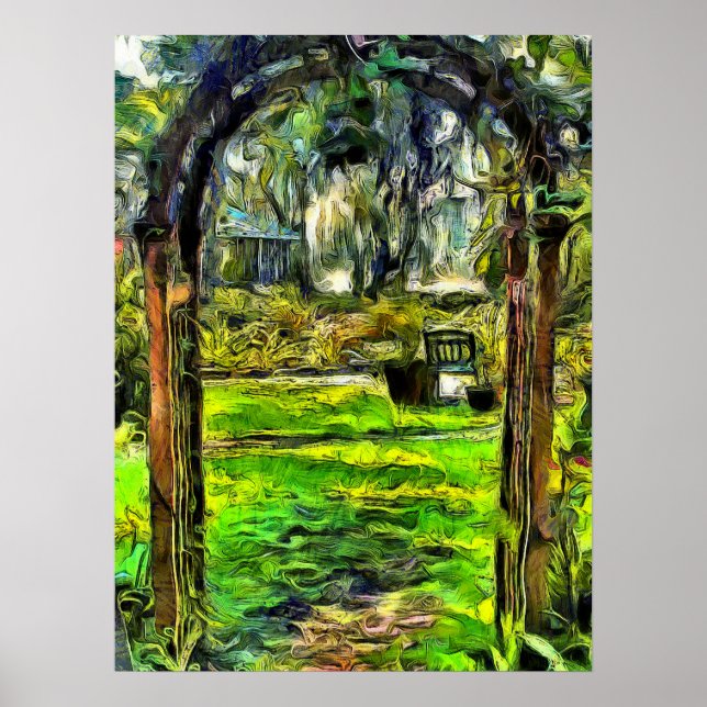 Inviting Backyard Archway Painterly Poster (Front)