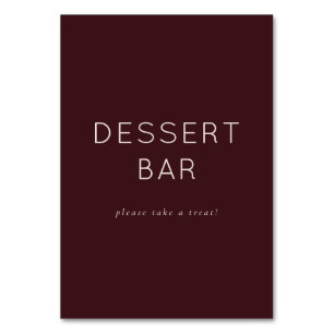 Inviting Maroon Minimalist Dessert Bar Sign Table Number