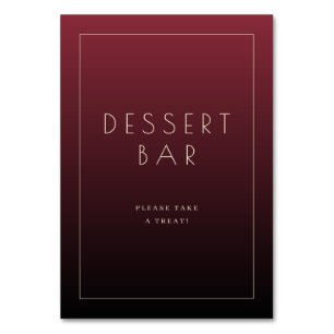 Inviting Maroon Minimalist Dessert Bar Sign Table Number