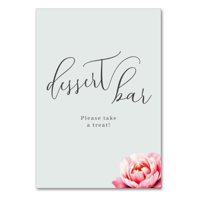 Inviting Mint Green Minimalist Dessert Bar Sign Table Number (Front)