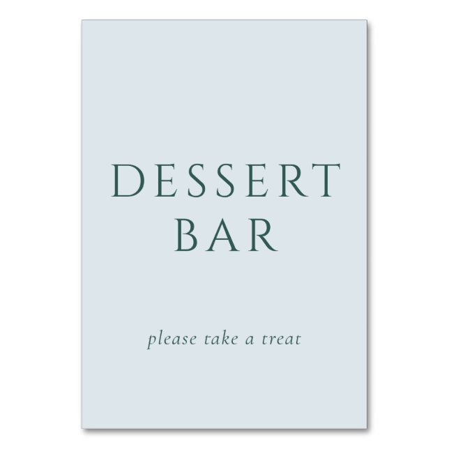 Inviting Mint Green Minimalist Dessert Bar Sign Table Number (Front)