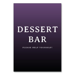 Inviting Purple Gradient Dessert Bar Sign Table Number