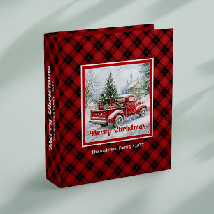 Inviting red truck winter scene rustic buffalo  binder