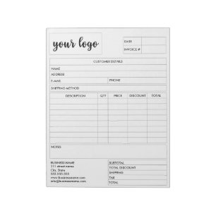 Invoice Business Sales Form Receipt, Add Logo  Notepad
