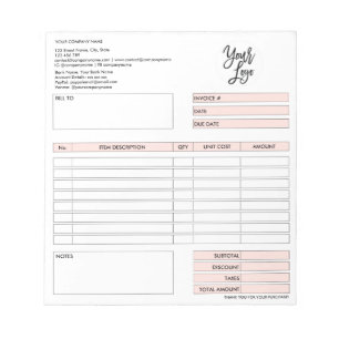 Invoice Form Business Quotation Add Logo Notepad