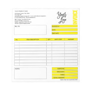 Invoice Form Business Quotation Add Logo Notepad
